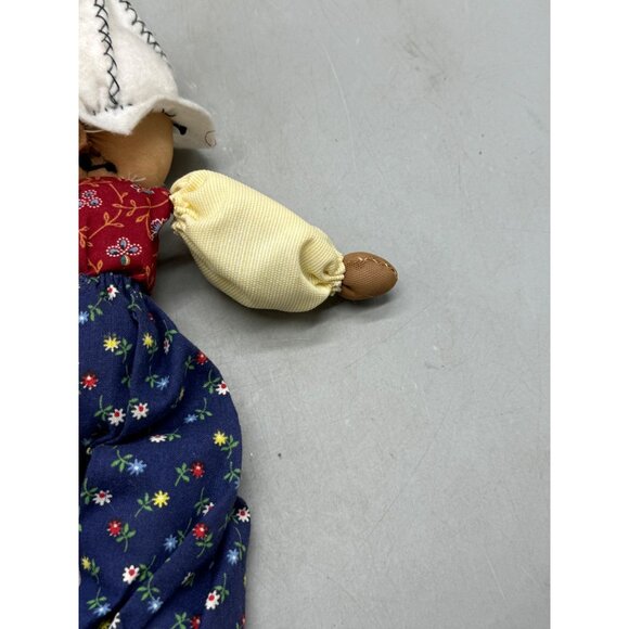 Handmade Fabric Rag Doll With Floral Patterned Clothes & White Felt Hat 12" READ - Picture 13 of 16